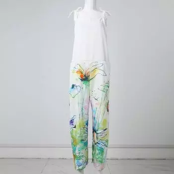 Женский модный летний милый свободный повседневный комбинезон с принтом в стиле ретро и ремешками M