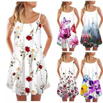 Женский модный летний повседневный жилет без рукавов в стиле ретро с цветочным принтом, свободная майка, большое пляжное платье XXXXL красный