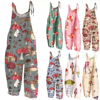 Женский модный милый маленький свежий винтажный повседневный комбинезон на бретельках с принтом L бежевый