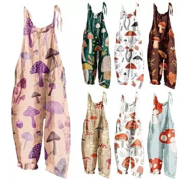 Женский модный милый маленький свежий винтажный повседневный комбинезон на бретельках с принтом L