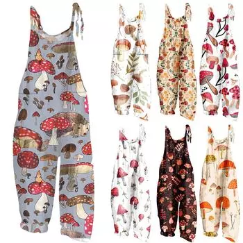 Женский модный милый маленький свежий винтажный повседневный комбинезон на бретельках с принтом L бежевый