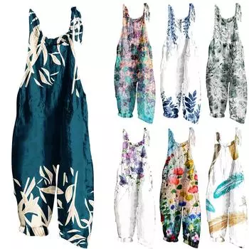 Женский модный милый маленький свежий винтажный повседневный комбинезон на бретельках с принтом M