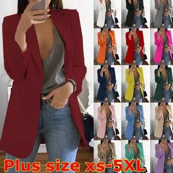 Женский модный облегающий кардиган с длинными рукавами и лацканами, темпераментный пиджак XS темно-синий