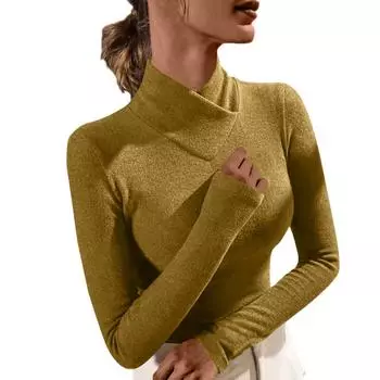 Женский модный однотонный флисовый утолщенный топ с длинными рукавами L