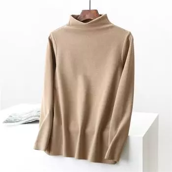 Женский модный однотонный флисовый утолщенный топ с длинными рукавами L хаки