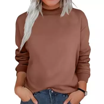 Женский модный однотонный флисовый утолщенный топ с длинными рукавами XL коричневый