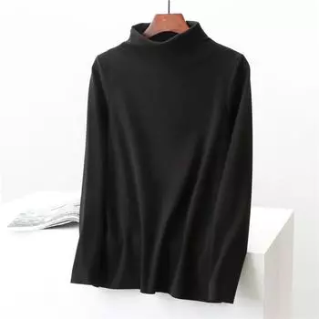 Женский модный однотонный флисовый утолщенный топ с длинными рукавами L чёрный