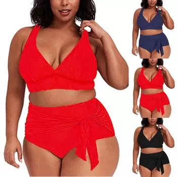 Женский модный однотонный купальник с высокой талией и леопардовым принтом, цельный купальник больших размеров XL чёрный