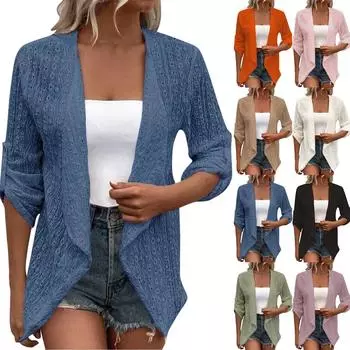 Женский модный однотонный повседневный кардиган с длинным рукавом и средней застежкой на пуговицы, топы, пальто XXL чёрный