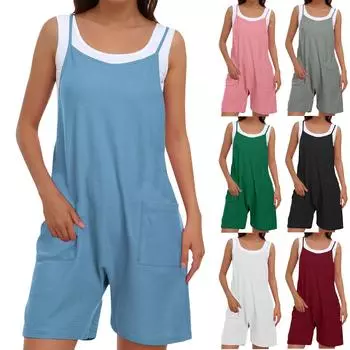 Женский модный однотонный свободный повседневный комбинезон с широкими штанинами XXL винный