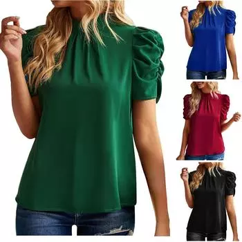 Женский модный однотонный свободный повседневный топ M синий