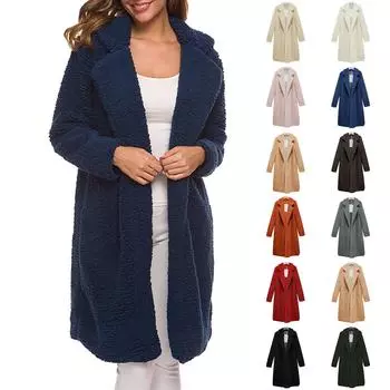 Женский модный однотонный теплый свободный плюшевый утолщенный кардиган с капюшоном, свитер с длинным рукавом, плюшевое пальто L чёрный