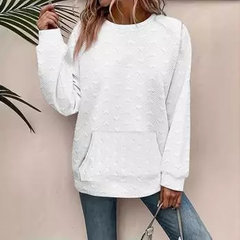 Женский модный однотонный топ с длинным рукавом M белый