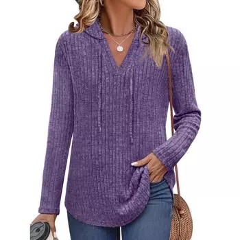 Женский модный однотонный топ с длинным рукавом XL