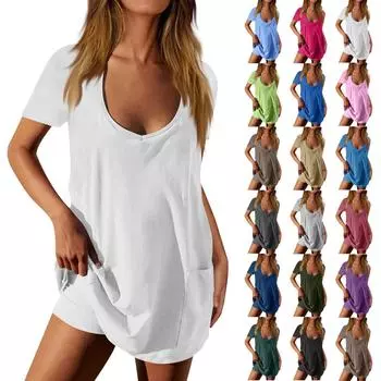 Женский модный однотонный топ с коротким рукавом и карманами, шорты, два спортивных костюма L армия зеленый