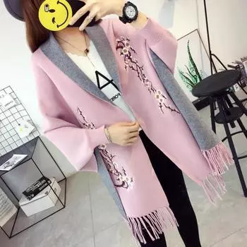 Женский модный осенне-зимний теплый с v-образным вырезом повседневный свободный свитер с запахом и качелями, вязаные топы One Size розовый