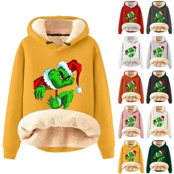 Женский модный плюшевый и утолщенный теплый свободный пуловер с капюшоном с капюшоном M жёлтый