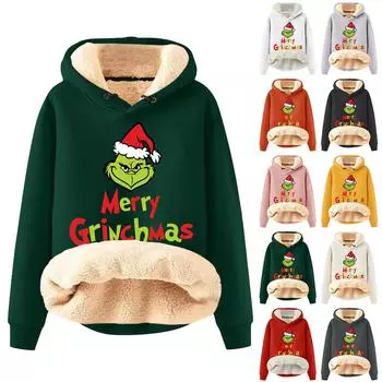 Женский модный плюшевый и утолщенный теплый свободный пуловер с капюшоном с капюшоном S темно-зеленого