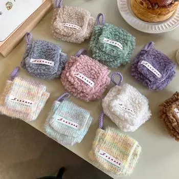 Женский модный плюшевый кошелек для монет в стиле кавайи, симпатичный мини-кошелек для монет, портативный беспроводной защитный чехол для наушников белый