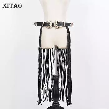 Женский модный пояс XITAO с кисточками CLL1638 One Size чёрный