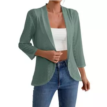 Женский модный повседневный кардиган-жакет с рукавом три четверти, однотонный S