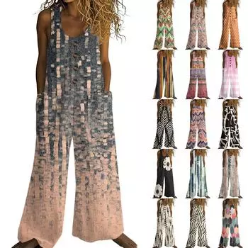 Женский модный повседневный комбинезон на пуговицах с рукавами, ретро-комбинезон из хлопка с цветными блоками и карманами L чёрный