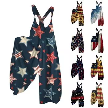 Женский модный повседневный комбинезон с широкими штанинами и бретелями сзади XXL