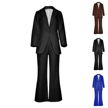 Женский модный повседневный костюм, однотонный темпераментный комплект из сотни костюмов XXL чёрный