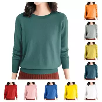 Женский модный повседневный мягкий трикотажный топ с длинным рукавом L синий