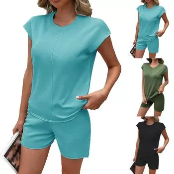 Женский модный повседневный облегающий свитер Macaron для дома и активного отдыха, комплект из двух предметов L