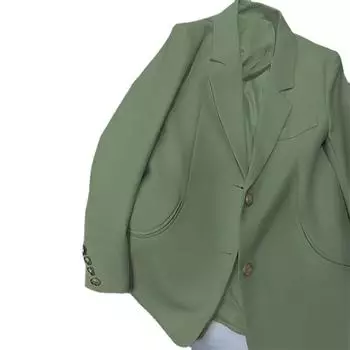 Женский модный повседневный однотонный пиджак с карманами, кардиган с длинными рукавами, корейские разноцветные пиджаки, куртка S чёрный