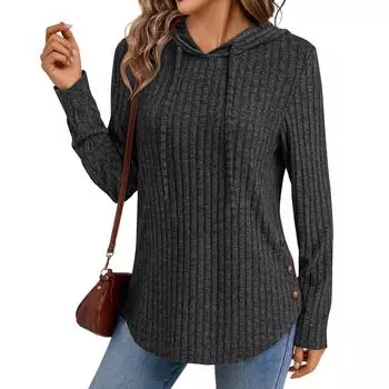 Женский модный повседневный однотонный пуловер с длинным рукавом, толстовка L