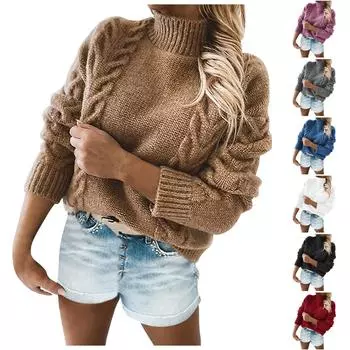 Женский модный повседневный однотонный свитер с длинным рукавом, пуловер, свитер, топ S