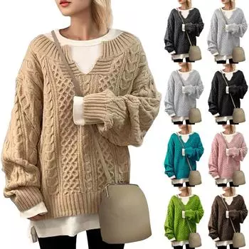 Женский модный повседневный однотонный свитер с длинным рукавом, пуловер, свитер, топ XL бежевый