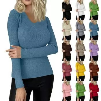 Женский модный повседневный однотонный свитер с длинным рукавом, тонкий свитер, пуловер, топ L бежевый