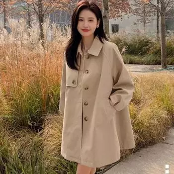 Женский модный повседневный плащ 2023, весна и осень, новый свободный топ большого размера, шикарный тренд, ветровка цвета хаки, женское пальто S хаки