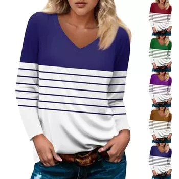 Женский модный повседневный пуловер с длинным рукавом и V-образным вырезом, рукавом реглан и принтом XXL