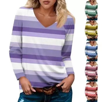 Женский модный повседневный пуловер с длинным рукавом и V-образным вырезом, рукавом реглан и принтом XL