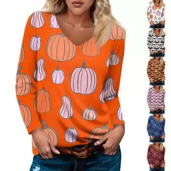 Женский модный повседневный пуловер с длинным рукавом и V-образным вырезом, рукавом реглан и принтом L шафрановый