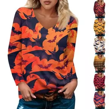 Женский модный повседневный пуловер с длинным рукавом и V-образным вырезом, рукавом реглан и принтом XXXL белый