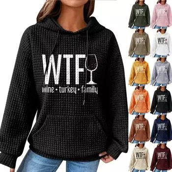 Женский модный повседневный пуловер с капюшоном с принтом и длинными рукавами, клетчатый свитер, топ M бежевый