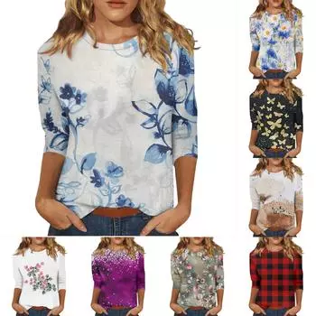 Женский модный повседневный пуловер с рукавами 3/4 и воротником-стойкой