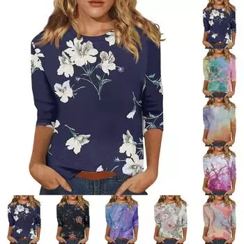 Женский модный повседневный пуловер с рукавами 3/4 и воротником-стойкой