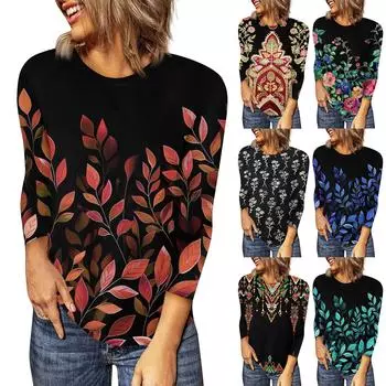 Женский модный повседневный пуловер с рукавами 3/4 и воротником-стойкой