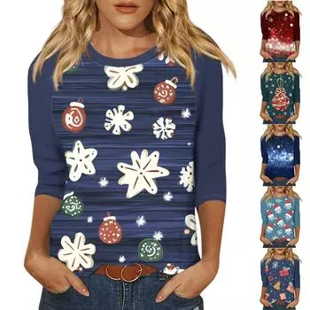 Женский модный повседневный пуловер с рукавами 3/4 и воротником-стойкой XXL синий