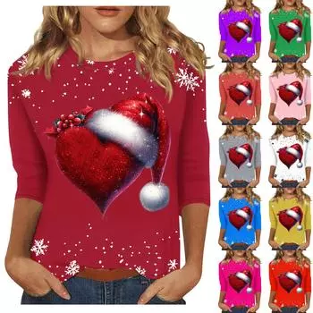 Женский модный повседневный пуловер с рукавами 3/4 и воротником-стойкой XXXL винный