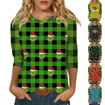 Женский модный повседневный пуловер с рукавами 3/4 и воротником-стойкой L армия зеленый