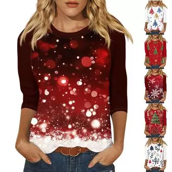 Женский модный повседневный пуловер с рукавами 3/4 и воротником-стойкой XXXL красный