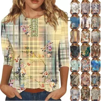 Женский модный повседневный пуловер с рукавом 3/4 в стиле ретро и воротником-стойкой L бежевый