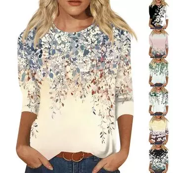 Женский модный повседневный пуловер с воротником три четверти и принтом XXXL зелёный